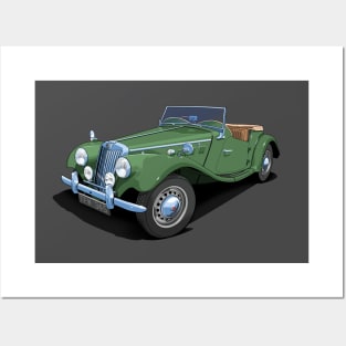 1954 MG TF sports car in almond green Posters and Art